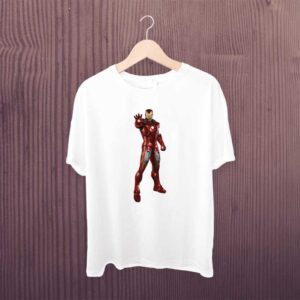 Iron Man White Printed T-Shirt