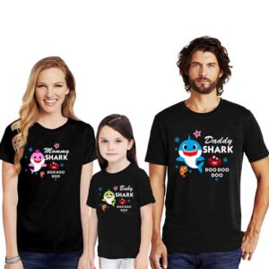 Shark Family Mommy Daddy Baby Girl Family Tshirt