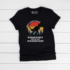 Angry MamaSaurus Kids Black Tshirt