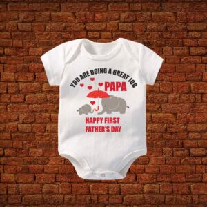 Papa Doing Great Job Fathers Day Baby Romper