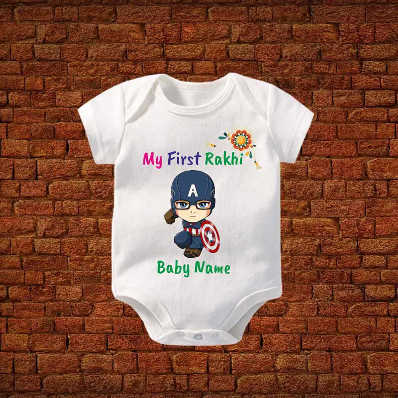 First Rakhi Captain America Romper With Name