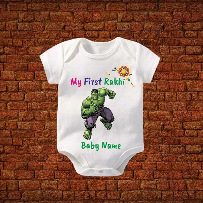 First Rakhi Hulk Romper With Baby Name