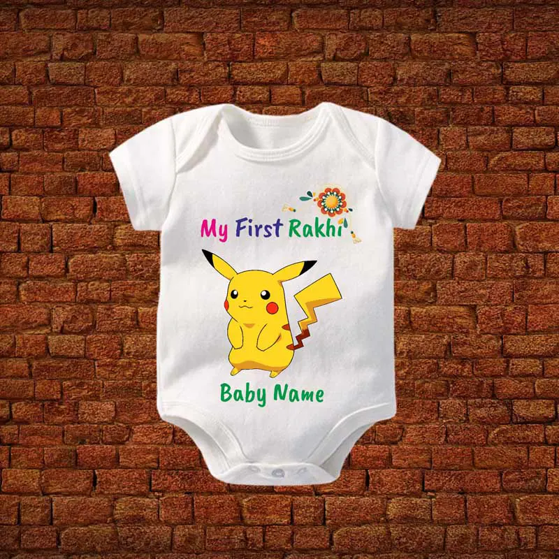 First Rakhi Pikachu Romper With Name