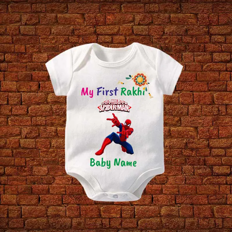 First-Rakhi-Spiderman-Romper-With-Name