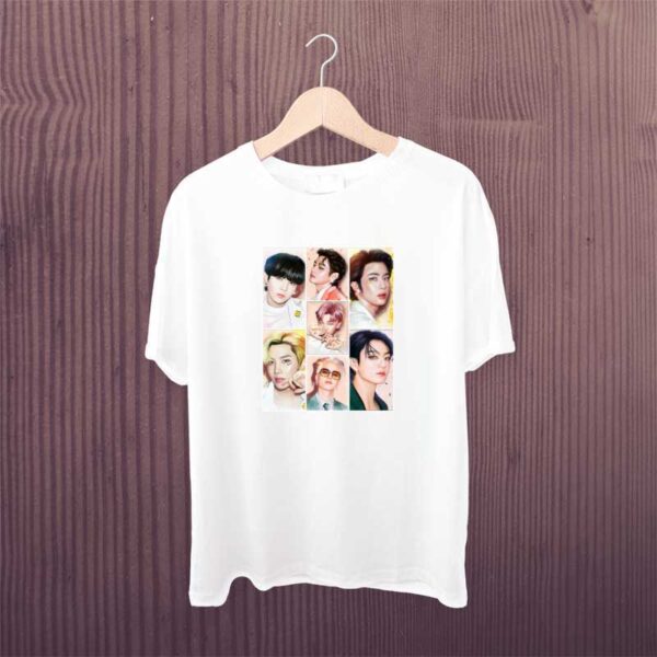 Bts-Member-Collarge-White-Tshirt