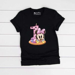 Graphixking 1st Birthday Mickey Kids Black Tshirt