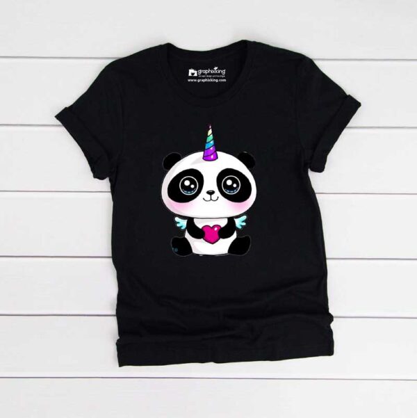 Graphixking-Unicorn-Panda-Kids-Black-Tshirt