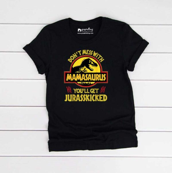 Half-Sleeves-Dinosaur-Mamasaurus-Kids-Black-Tshirt