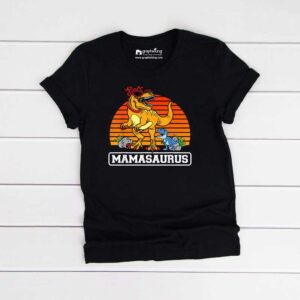 Mamasaurus And Babysaurus Fun Kids Black Tshirt