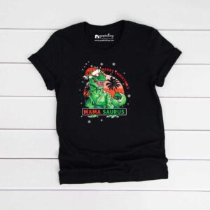 Merry Christmus Mamasaurus Kids Black Tshirt