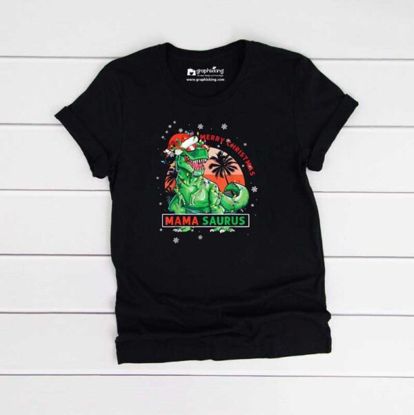 Merry-Christmus-Mamasaurus-Kids-Black-Tshirt