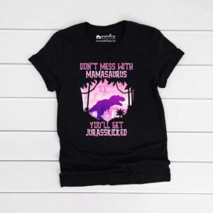 Pink Color Mamasaurus Kids Black Tshirt