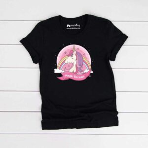 Purple Unicorn Kids Black Tshirt