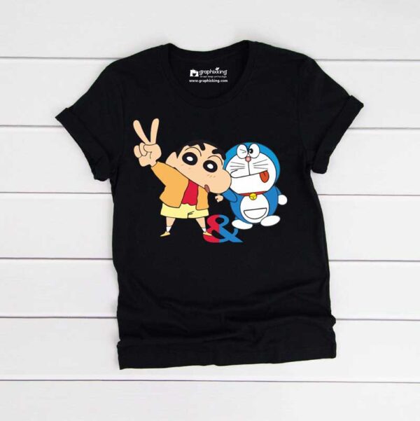 Shin-Chan-And-Doraemon-Kids-Black-Tshirt