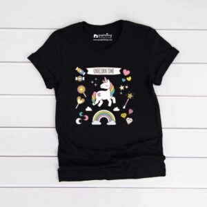 Unicorn Time Kids Black Tshirt