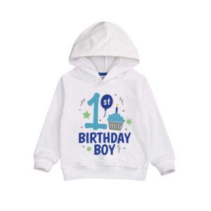 First Birthday Baby Boy White Hoodie