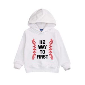 Half Way To First White Baby Hoodie