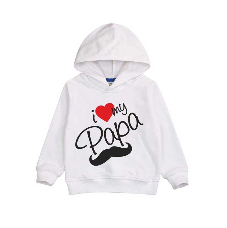 Hoodie　Love　I　My　Baby　Papa　White　Graphixking