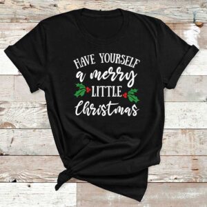 A Merry Little Christmas Black Cotton Tshirt