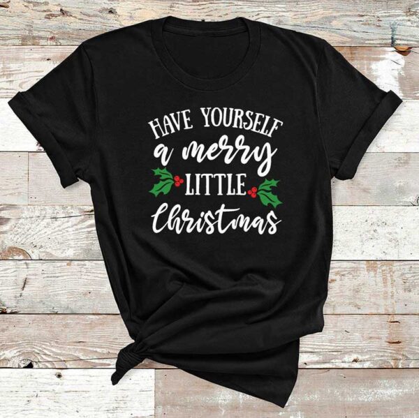 A-Merry-Little-Christmas-Black-Cotton-Tshirt