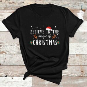 Believe In Magic Christmas Black Cotton Tshirt