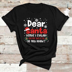 Christmas Dear Santa Black Cotton Tshirt