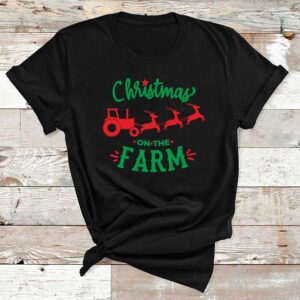 Christmas On The Farm Black Cotton Tshirt