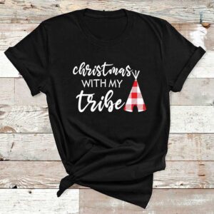 Christmas With My Tribe Black Cotton Tshirt