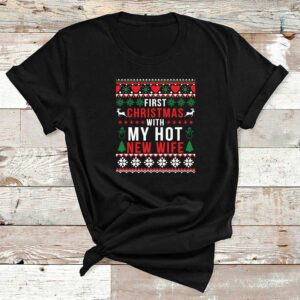 First Christmas With Wife Black Cotton Tshirt