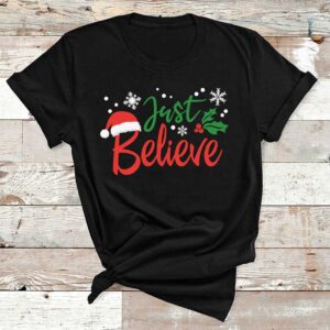 Just Believe Christmas Black Cotton Tshirt