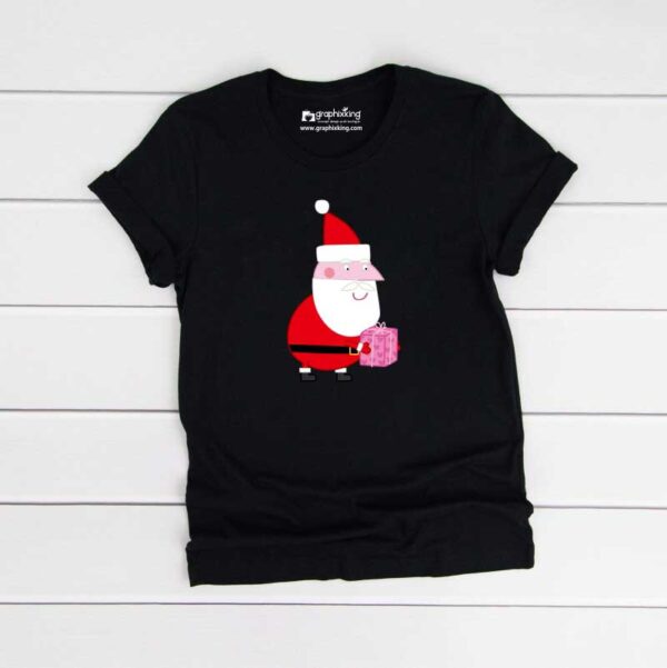Peppa-Santa-Gifting-Kids-Black-Tshirt