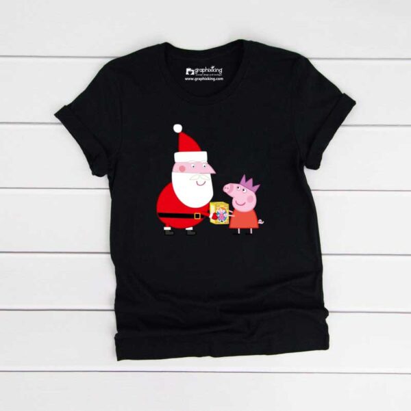 Santa-Gifting-Peppa-Christmas-Kids-Tshirt