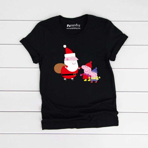 Santa-Gifting-Peppa-George-Christmas-Kids-Tshirt
