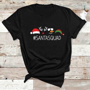 Santasquad Christmas Black Cotton Tshirt