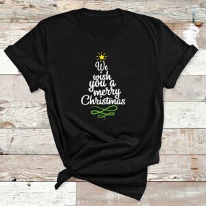 Wish You A Merry Christmas Black Cotton Tshirt