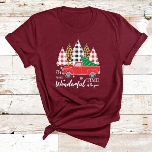 Wonderful Time Christmas Maroon Cotton Tshirt