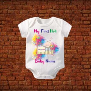 My First Holi Cute Baby Playing Romper