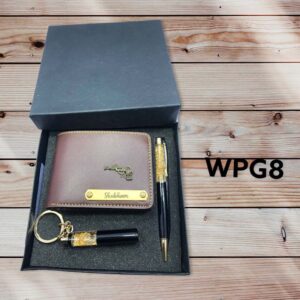 Customized Men Wallet Pen and Keychain Set Black Glitter