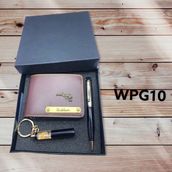 Customized-Men-Wallet-Pen-and-Keychain-Set-Black-Golden-Metal