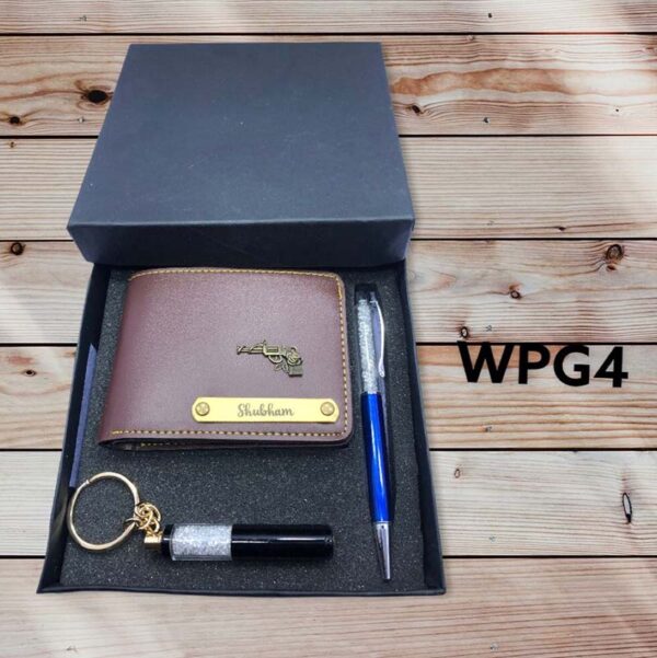 Customized-Men-Wallet-Pen-and-Keychain-Set-Blue