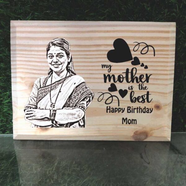 Customized-UV-Printed-Wooden-Photo-Plaque-Frame-Best-Mother-11x8-Ich